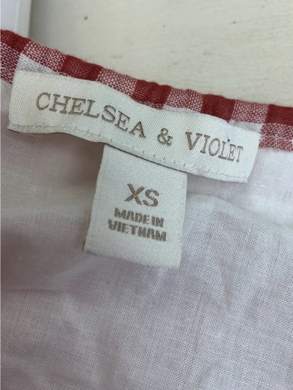 Chelsea & Violet Red Gingham Striped Tiered Maxi Dress XS Cotton Boho Tassel - Picture 7 of 7